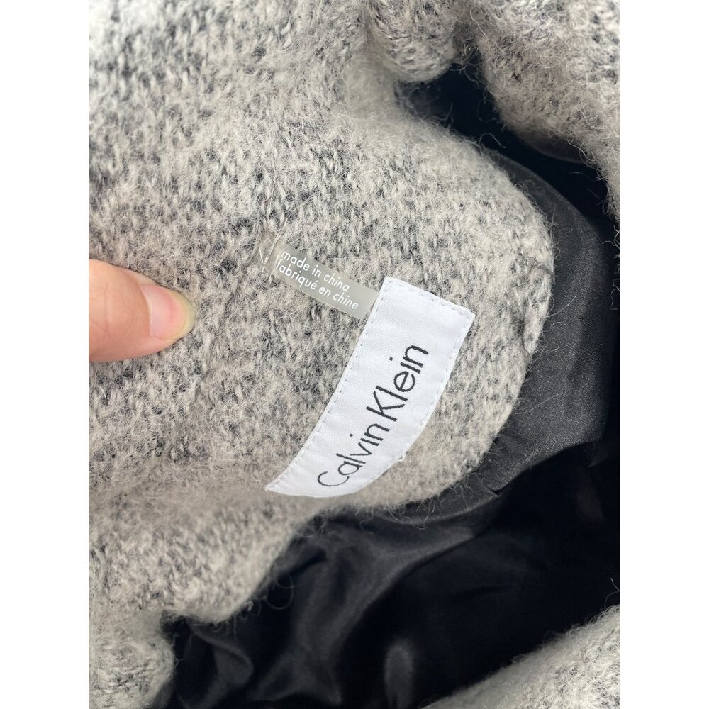 Calvin Klein Womens XL Gray Boucle Wool Blend Asymmetrical Zip Jacket Classic Ch - Picture 7 of 8